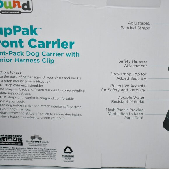 Outward Hound PupPak Dog Front Carrier Size: SMALL in  Grey NIB - Picture 5 of 5